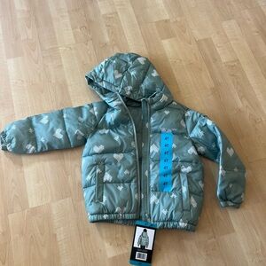 Stylish Kids' Green Patterned Puffer Jacket